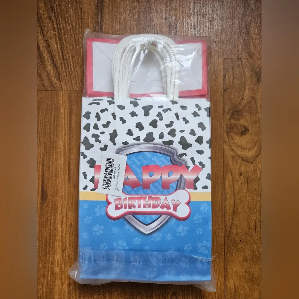Happy Birthday Party Paw Patrol Gift Bag - Red and Blue